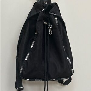 LeSportsac Nadine Black Drawstring Backpack